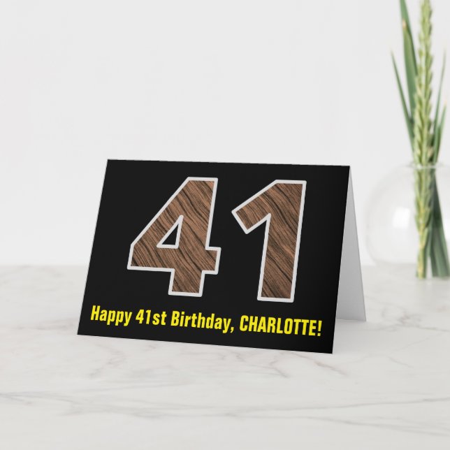 Carte 41e anniversaire : Nom + Faux Motif de grains de b (Devant)
