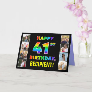 Carte 41e anniversaire : Rainbow Text, Custom Photos & N