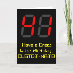 Carte 41e anniversaire : Rouge Digital Horloge Style "41