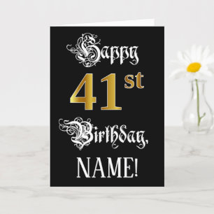 Carte 41e anniversaire — Script fantaisie; Faux Gold Loo
