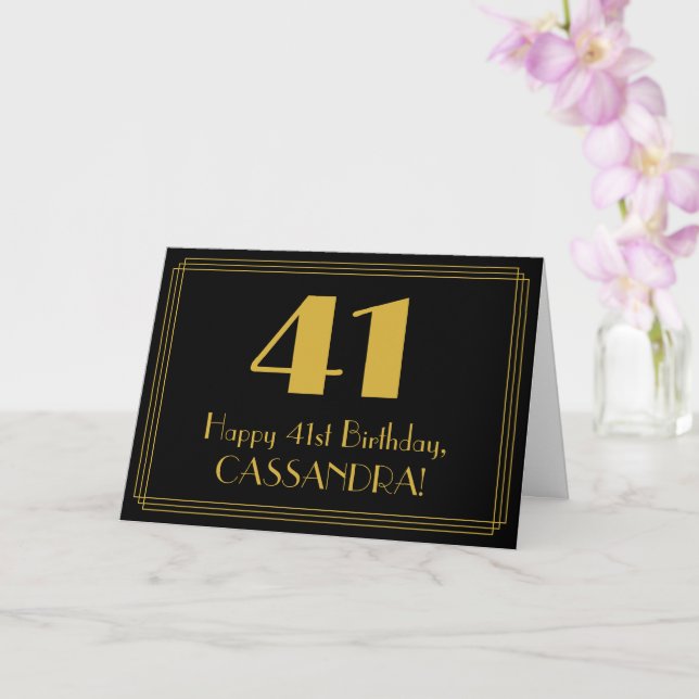 Carte 41e Anniversaire : Vue inspirée d'Art Déco "41" +  (Orchidée)