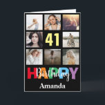 Carte 41e Joyeux Anniversaire Photo Collage Noir moderne<br><div class="desc">41e Joyeux Anniversaire Photo Collage Carte Noire moderne avec nom personnalisé. Pour plus de personnalisation,  cliquez sur le bouton "Customiser" et utilisez notre outil de conception pour modifier ce modèle.</div>