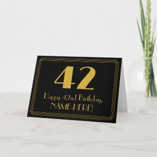 Carte 42e anniversaire : Art Déco Inspiré Look "42" + No