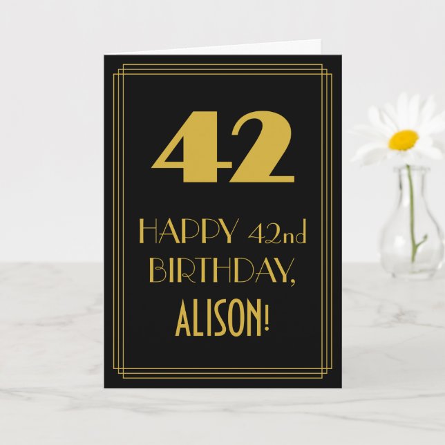 Carte 42e anniversaire ~ Art Déco Inspiré Look "42" & No (Petite plante)