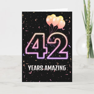 Carte 42e anniversaire Ballons et Confetti