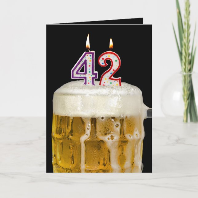 Carte 42e Anniversaire Bière en noir (Devant)