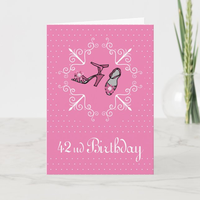 Carte 42e anniversaire, Chaussures roses (Devant)