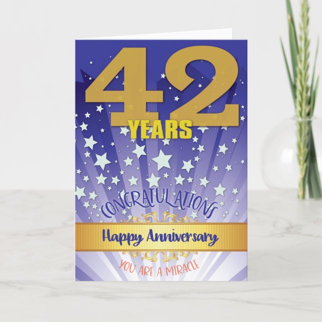 Carte 42e anniversaire de rétablissement chiffre gras (Devant)