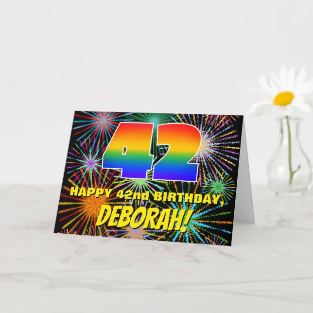 Carte 42e anniversaire : Feux d'artifice de célébration  (Petite plante)