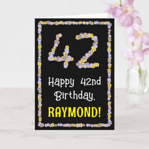 Carte 42e anniversaire : Floral Flowers Numéro, Nom pers