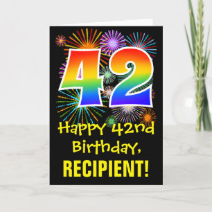 Carte 42e anniversaire : Fun Fireworks Motif + Rainbow 4