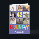 Carte 42e anniversaire heureux Collage photo moderne<br><div class="desc">42th Happy Birthday Photo Collage Carte moderne avec nom personnalisé. Pour plus de personnalisation,  cliquez sur le bouton "Customiser" et utilisez notre outil de conception pour modifier ce modèle.</div>
