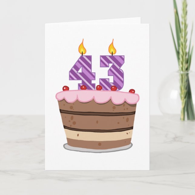 Carte 43 ans sur le gâteau d'anniversaire (Devant)