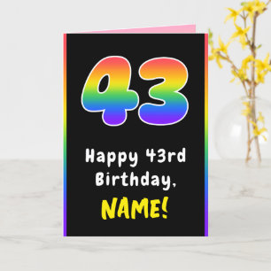 Carte 43e anniversaire : Arc-en-ciel coloré # 43, Nom pe