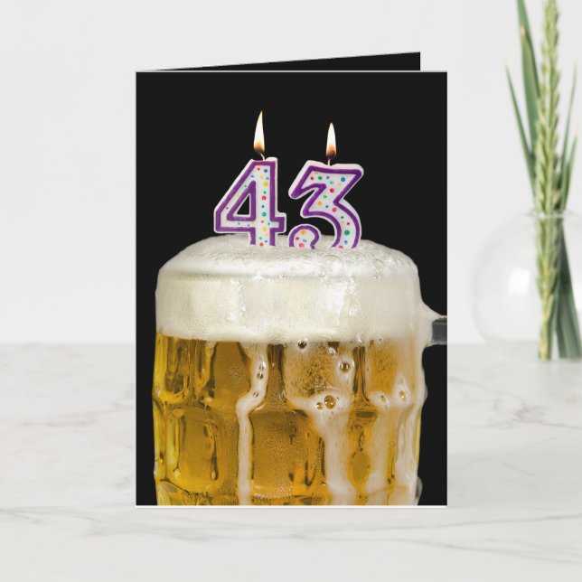 Carte 43e Anniversaire Bière en noir (Devant)