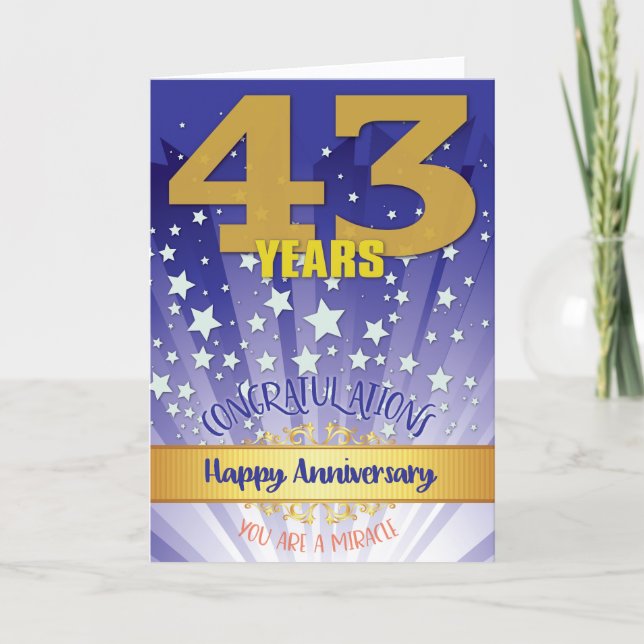 Carte 43e anniversaire de rétablissement chiffre gras (Devant)