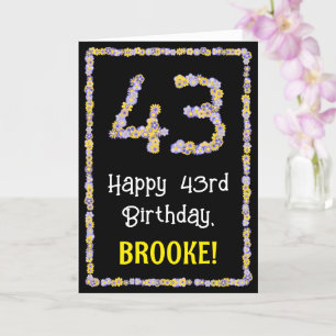 Carte 43e anniversaire : Floral Flowers Numéro, Nom pers