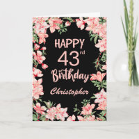 43e anniversaire Peach rose aquarelle Floral Noir