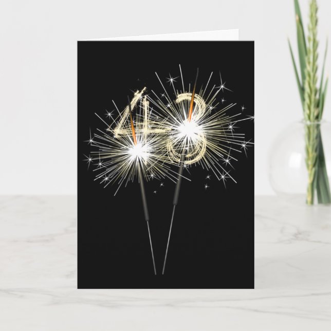 Carte 43e anniversaire Sparklers en noir (Devant)