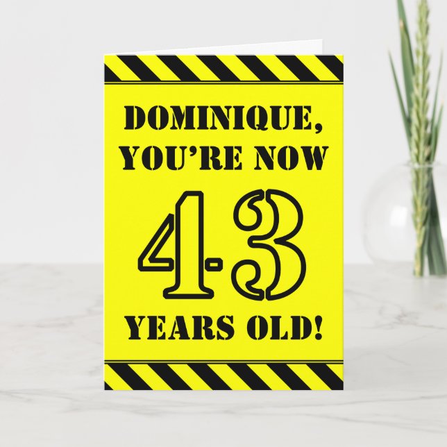 Carte 43e anniversaire : texte de style crayon amusant,  (Devant)