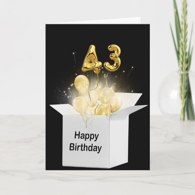 Carte 43e Ballons d'anniversaire en boîte blanche (Devant)