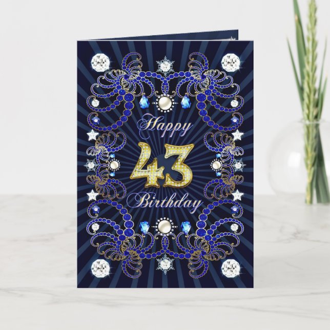 Carte 43rd birthday card with mesure of jewels (Devant)