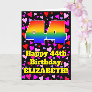 Carte 44e anniversaire : Amour Hearts Motif, Arc-en-ciel