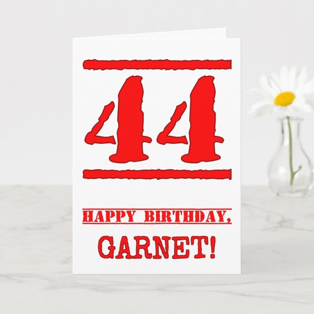 Carte 44e anniversaire : Amusant, Timbre en caoutchouc r (Petite plante)