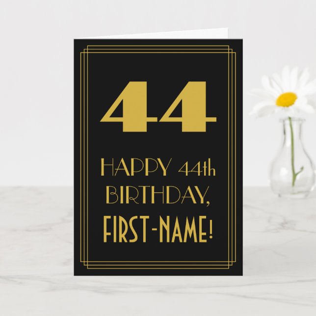 Carte 44e anniversaire - Art Déco Inspiré Look "44" & No (Petite plante)