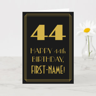Carte 44e anniversaire - Art Déco Inspiré Look "44" & No