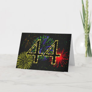 Carte 44e anniversaire avec feux d'artifice