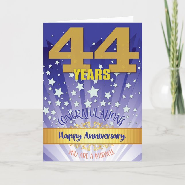 Carte 44e anniversaire de rétablissement chiffre gras (Devant)