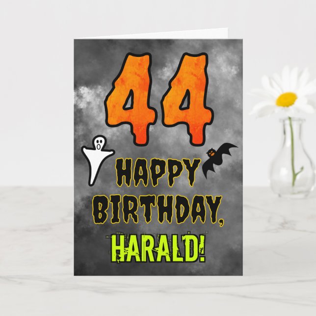 Carte 44e anniversaire : Eerie Halloween Thème + Nom per (Petite plante)