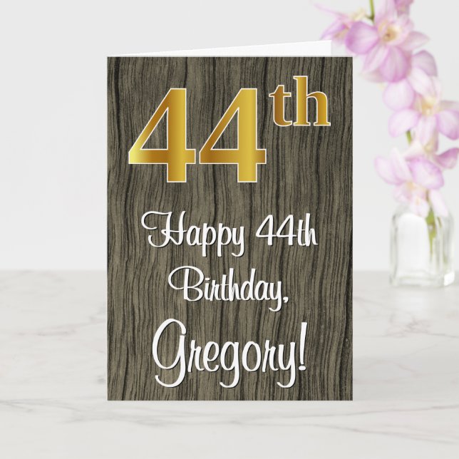 Carte 44e anniversaire : Elégant Faux Gold Look #, Faux  (Orchidée)