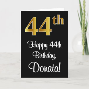 Carte 44e anniversaire ~ Elégant Luxueux Faux Gold Look 