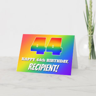 Carte 44e anniversaire : Motif arc-en-ciel multicolore n
