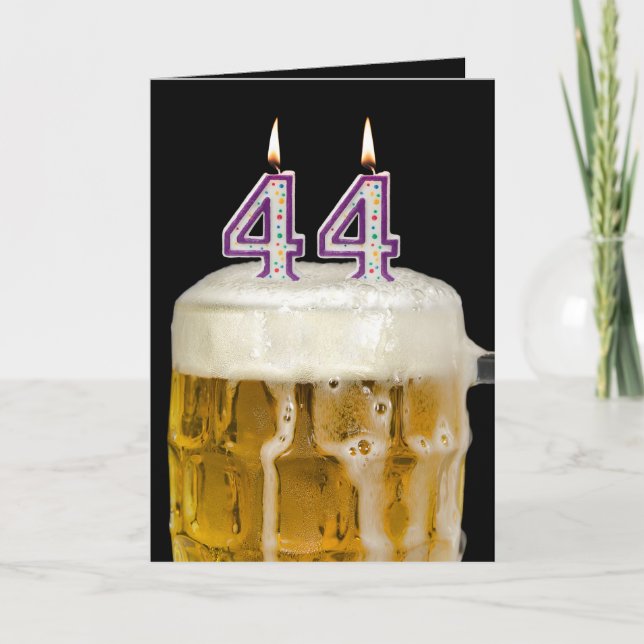 Carte 44th Birthday Bière en noir (Devant)