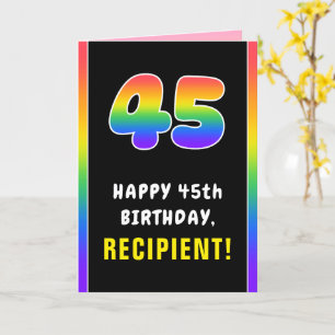 Carte 45e anniversaire : Arc-en-ciel coloré # 45, Nom pe