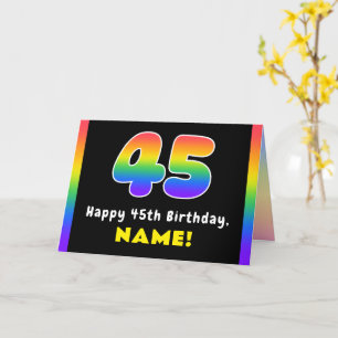 Carte 45e anniversaire : Arc-en-ciel coloré # 45, Nom pe