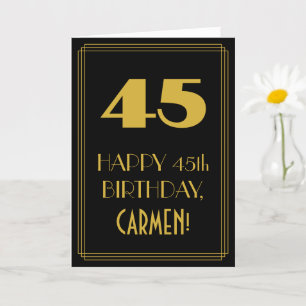 Carte 45e anniversaire - Art Déco Inspiré Look "45" & No