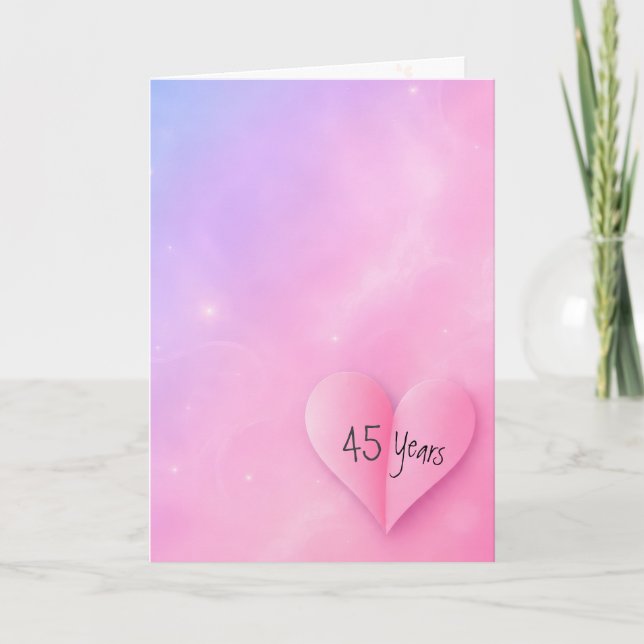 Carte 45e Anniversaire Cœur Rose Plié (Devant)