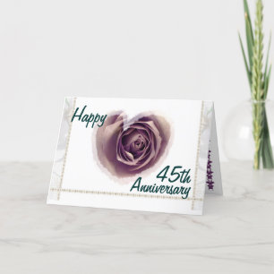 Carte 45e anniversaire de mariage - Cœur de rose violett