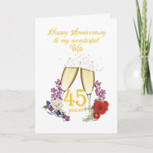Carte 45e anniversaire de mariage pour ma femme avec du