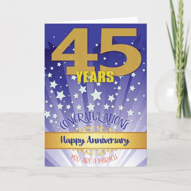 Carte 45e anniversaire de rétablissement chiffre gras (Devant)