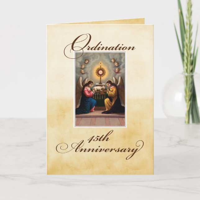 Carte 45e anniversaire d'ordination Anges à l'autel (Devant)