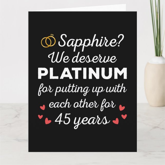 Carte 45e anniversaire du Mariage I - Sapphire Funny Cou (Devant)