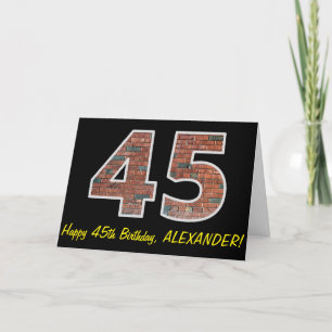 Carte 45e anniversaire - Motif de mur de briques "45" av