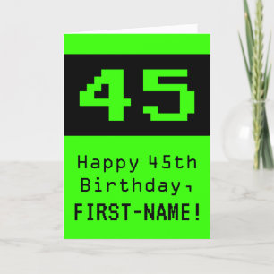 Carte 45e anniversaire : Nerdy / Geeky Style "45" et nom