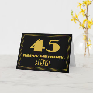 Carte 45ème anniversaire : Nom + Art Déco Inspiré Look "