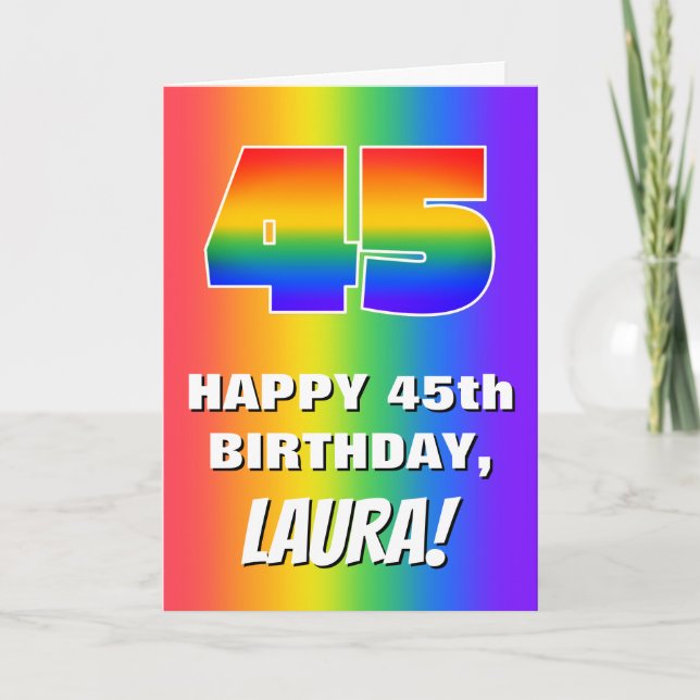 Carte 45th Birthday: Colorful, Fun Rainbow Pattern # 45 (Devant)